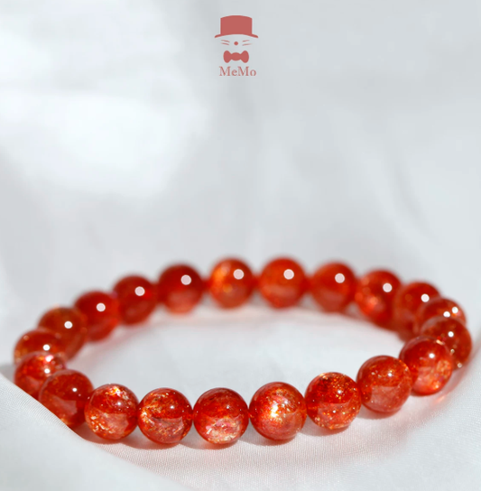 Gentleman Cat MEMO Crystal - Lu Si's same style orange-red Arusha Golden Sun Sunstone Bracelet