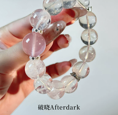 Moonlight on the Stream · Light Luxury Six-Pointed Star Pink Crystal White Phantom Original Design Bracelet