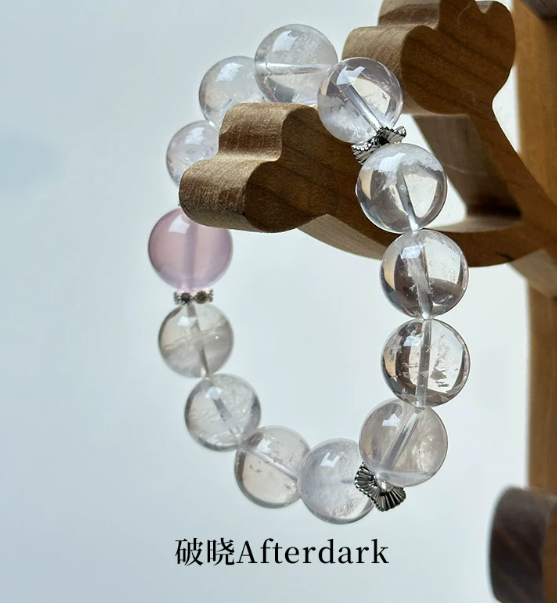 moonlight on the stream · light luxury six-pointed star pink crystal white phantom original design bracelet