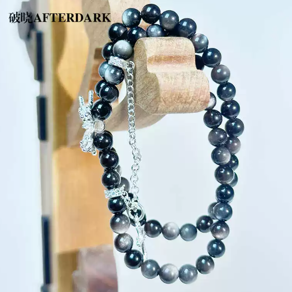 dream-catching butterfly · light luxury crystal bracelet for women, niche design butterfly beaded double-layer stackable bracelet for besties