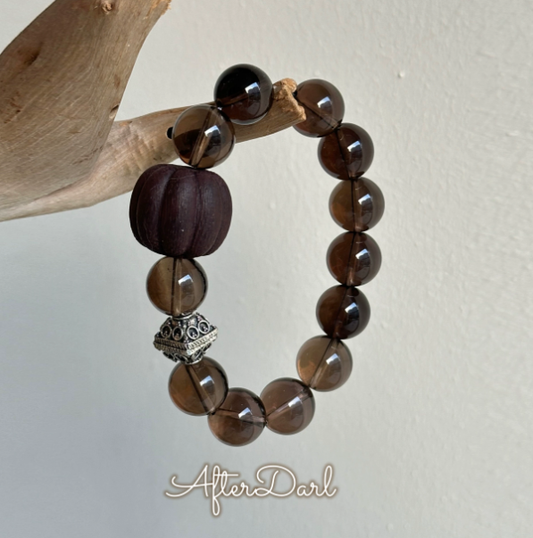 Pumpkin Jelly·New Black Tea Crystal Agarwood Retro Unisex Dark-Toned Boyfriend Bracelet