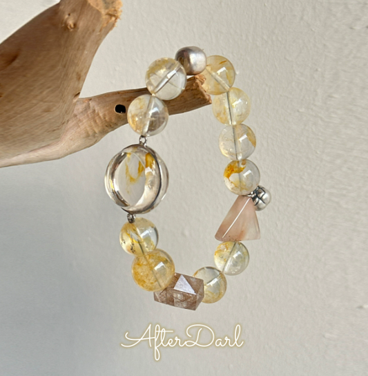Custard Yellow Bell Star · Yellow Glue Flower Natural Crystal Bracelet for Wealth, Career Luck, and Helpful People