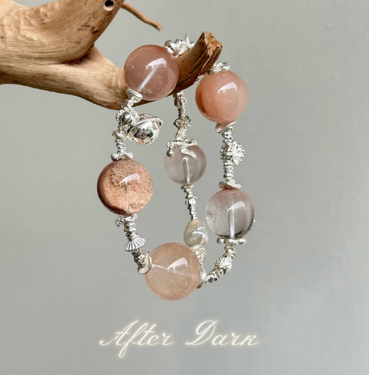 [Peach Oolong Tea] Original design natural crystal bracelet Peach ghost rabbit fur · Wealth attraction · Unique piece