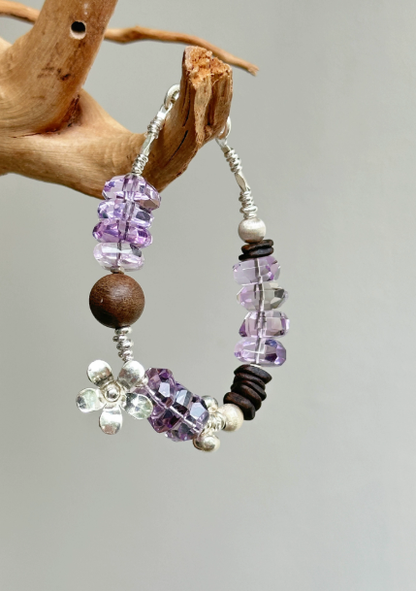 [Amethyst Wood Flower] Natural Amethyst Agarwood Silver Bead Bracelet · Career Luck and Wealth · Unique Piece