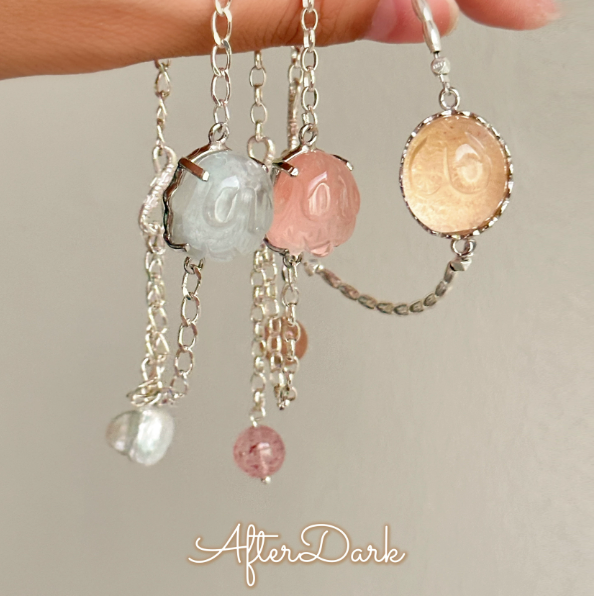original design [energetic little rabbit] natural rabbit fur crystal bracelet - attract wealth, benefactors, good luck, and career opportunities, unique piece