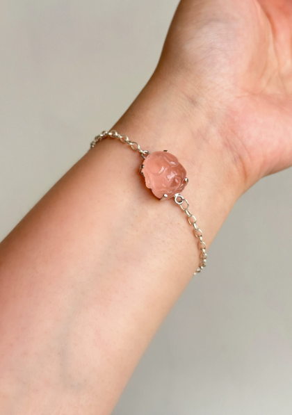 original design [energetic little rabbit] natural rabbit fur crystal bracelet - attract wealth, benefactors, good luck, and career opportunities, unique piece