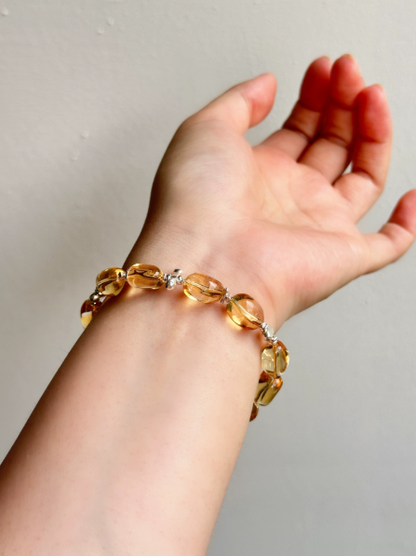 Xiyongtu Original Design [Lai Cai Lai Cai] Brazilian Yellow Crystal Candy Bean Bracelet for Wealth, Career Luck, and Helpful People