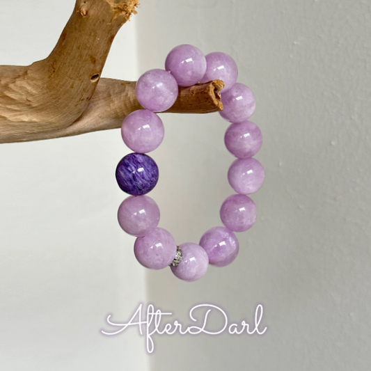 Afterdark Original Design [Brilliant Fantasy Purple] Natural Purple Spodumene Crystal Bracelet · Gentle Good Luck