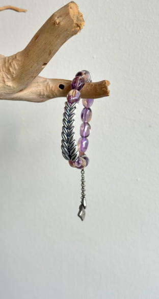 Dawn Afterdark [Sui Sui An Kang] Natural Brazilian Amethyst and Citrine 925 Sterling Silver Bracelet for Wealth and Good Luck