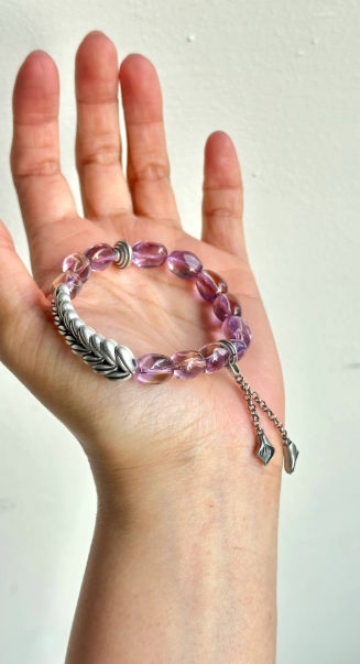 dawn afterdark [sui sui an kang] natural brazilian amethyst and citrine 925 sterling silver bracelet for wealth and good luck