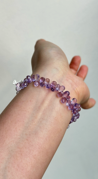 aftrrdark {purple energy welcomes wealth} natural brazilian purple diamond teardrop crystal bracelet 925 sterling silver bracelet