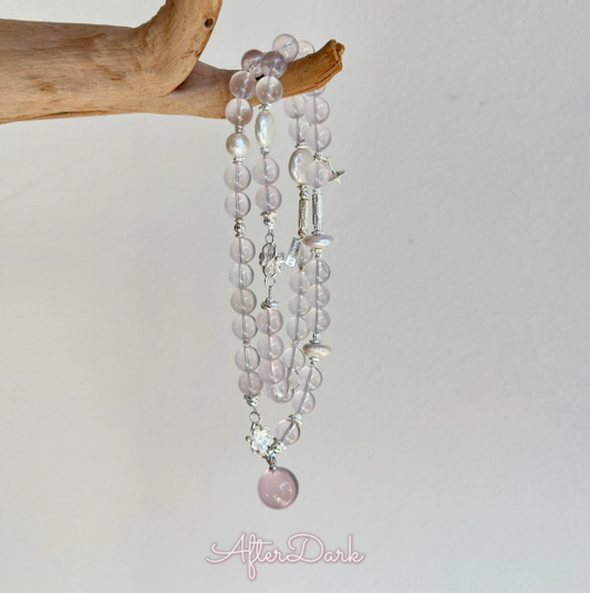 Natural Horse Powder · Original Design [Pink Mist Forest] Multi-Layer Pink Crystal Bracelet, Good Luck for Wealth and Career Gift