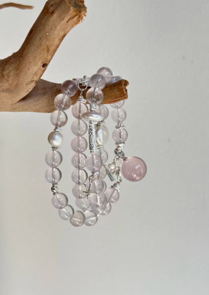 natural horse powder · original design [pink mist forest] multi-layer pink crystal bracelet, good luck for wealth and career gift