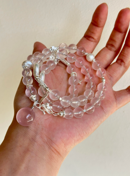 Natural Horse Powder · Original Design [Pink Mist Forest] Multi-Layer Pink Crystal Bracelet, Good Luck for Wealth and Career Gift