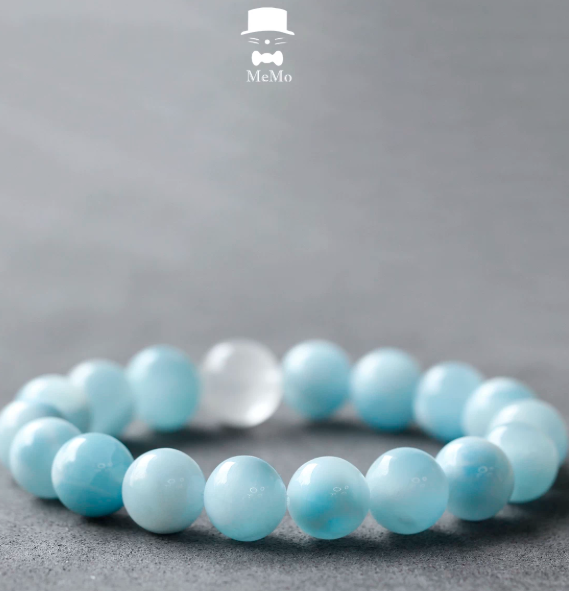 gentleman cat memo poseidon ocean god collectible ceramic blue jade larimar design bracelet 11mm
