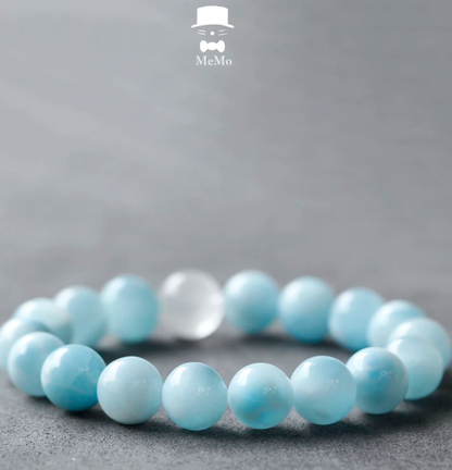 Gentleman Cat MEMO Poseidon Ocean God Collectible Ceramic Blue Jade Larimar Design Bracelet 11MM
