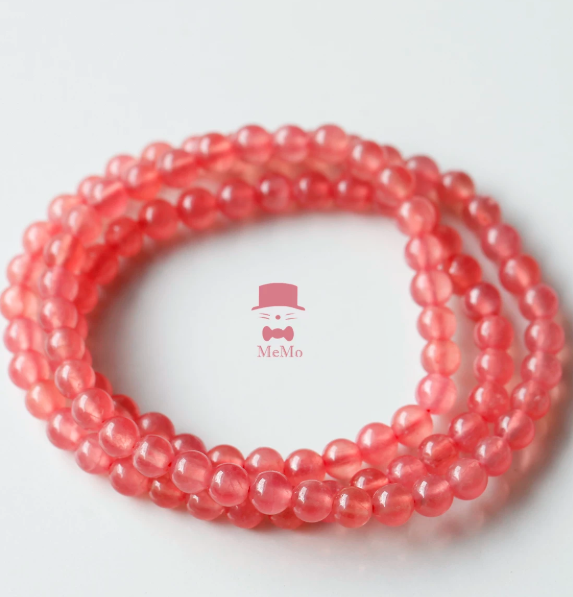 gentleman cat memo crystal - natural ice-grade old mine rhodochrosite and rhodonite multi-layer crystal bracelet
