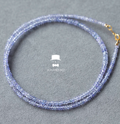 (Same price as Double 11) Mimosen Gentleman's Cat 18k Gold Natural Ocean's Heart Tanzanite Bead Necklace for Women